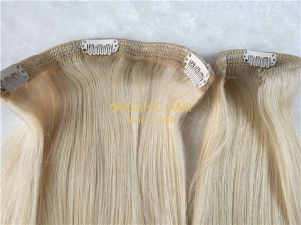 Human hair clip in extensions #60color double drawn X11